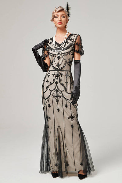 ZAPAKA Women Gatsby Dress Sequins Ivory Long 1920s Flapper Dress with ...
