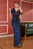 Royal Blue Sequin Long 1920s Dress