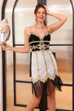 White Sequin Fringes Fitted Homecoming Dress