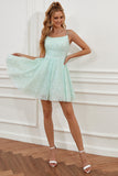 Light Green Sequins A-Line Lace-Up Homecoming Dress