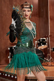 Rose Golden Bateau Neck 1920s Gatsby Dress With Fringes