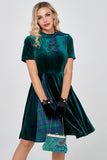 Dark Green Plaid Vintage Velvet Dress