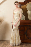 Golden Sparkly Beaded Mermaid Mother of the Bride Dress