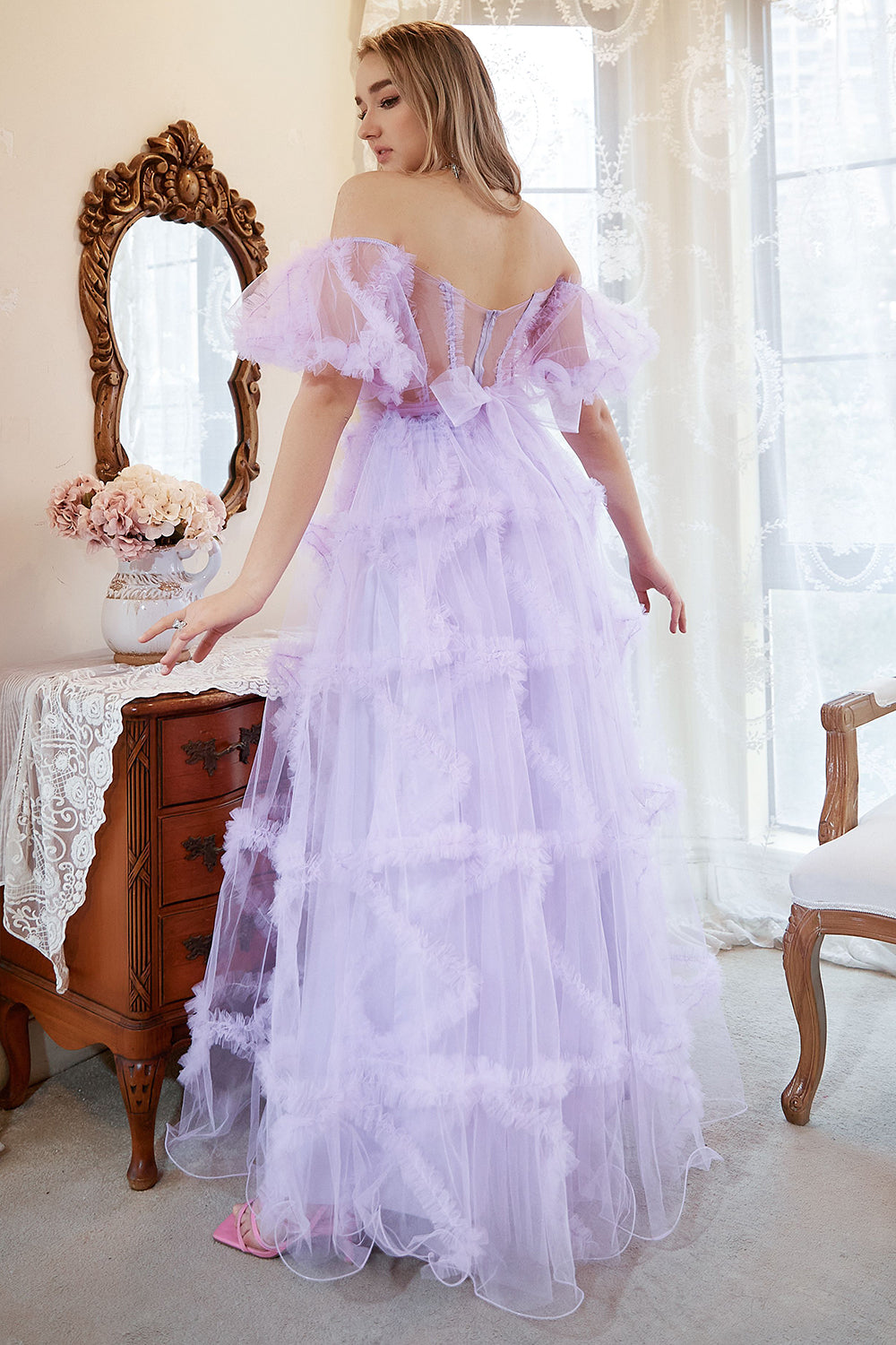 Wedtrend Women Purple Prom Dress Corset A-Line Off The Shoulder