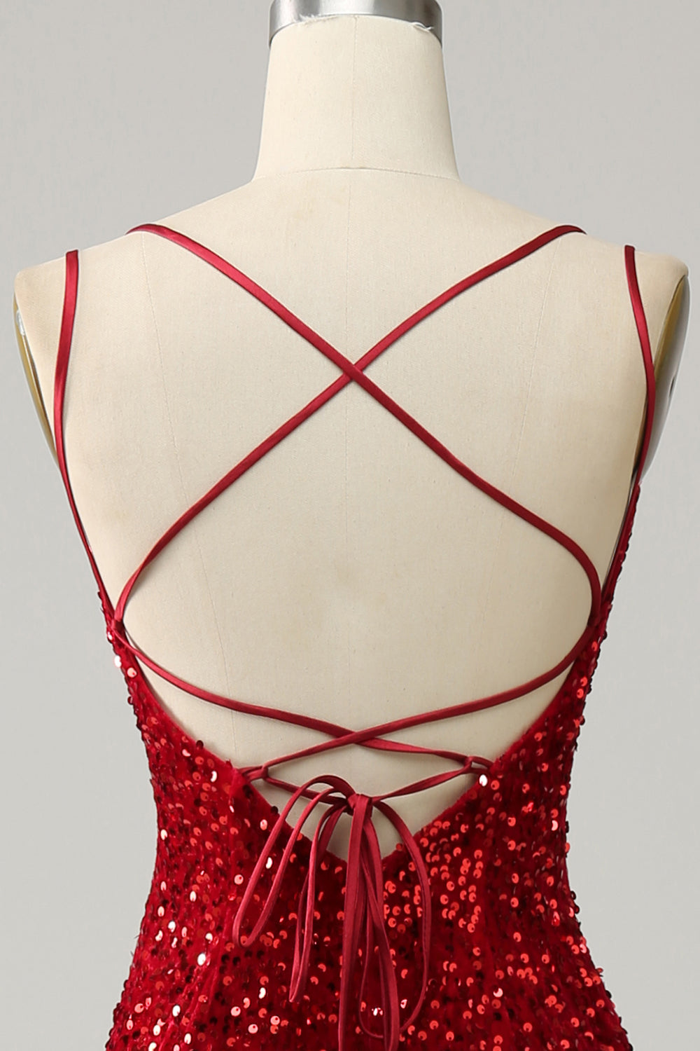 Zapaka Women Red Sparkly Mermaid Backless Long Prom Dress with Fringes Spaghetti Straps Party Dress with Slit, Red / US2 Zapaka Women Red Sparkly Mermaid Backless Long Prom Dress with Fringes Spaghetti Straps Party Dress with Slit, Red / US2