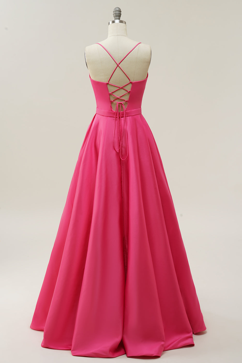 Fuchsia Spaghetti Straps A-Line Prom Dress