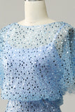 Grey Blue Sequins Bodycon Wedding Guest Dress