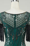 Dark Green Sequins 1920s Flapper Dress with Fringes