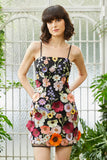 Black Spaghetti Straps Sheath Homecoming Dress with 3D Flowers