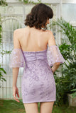 Sweetheart Purple Short Homecoming Dress with Appliques