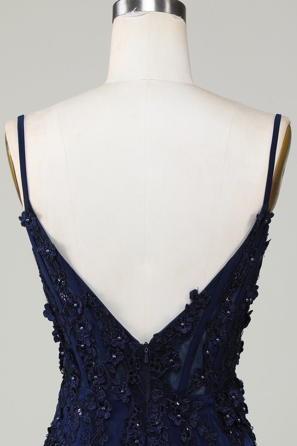 Sparkly Navy Corset Tight Short Homecoming Dress with Lace
