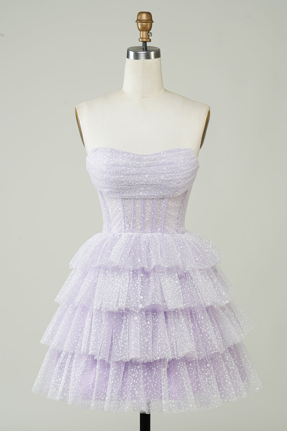Sparkly Purple Corset Tiered Cute Homecoing Dress