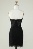 Strapless Black Homecoming Dress with Beading