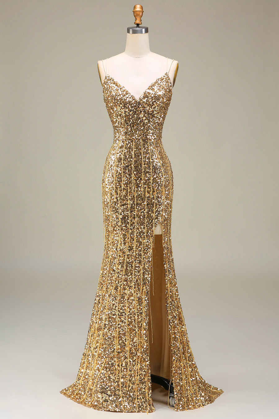 slim fit dress slacks Gold long Prom Dress With Slit – TANYA BRIDAL