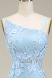 Stylish Mermaid Light Blue Long Prom Dress with Appliques