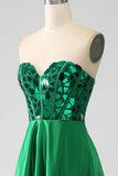 A-Line Sweetheart Dark Green Corset Prom Dress