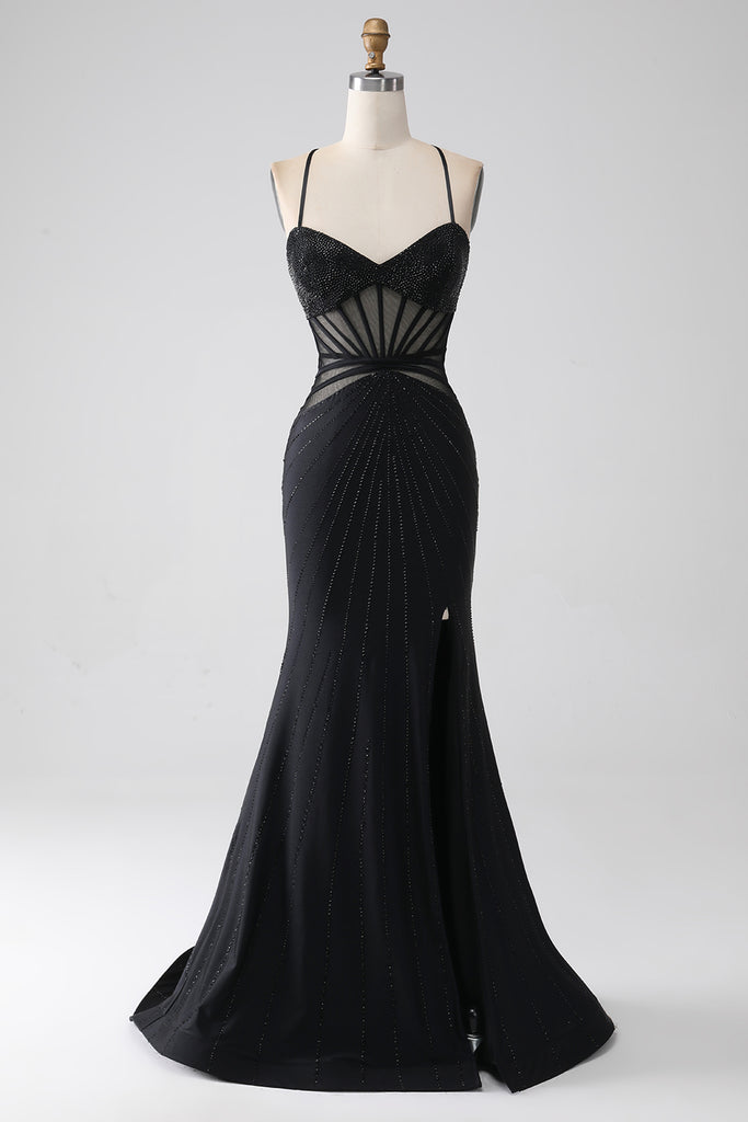 Mermaid Chiffon One Strap Dress with Slit Black Plus Size