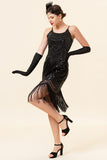 Spaghetti Straps Sequin Fringes Flapper Dress with 1920s Accessories Set