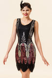 Red Sequins Fringes Flapper Dress with 20s Accessories Set