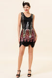 Red Sequins Fringes Flapper Dress with 20s Accessories Set
