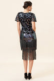 Black Sequins Fringed Gatsby Dress with 20s Accessories Set