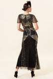Sequins Golden Long Flapper Dress with 20s Accessories Set