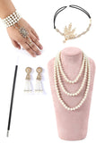 Pink Sequins Flapper Dress with 1920s Accessories Set