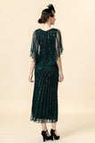 Beaded Glitter Green Flapper Dress with 1920s Accessories Set