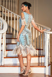 Green Fringed Sequined Gatsby Dress with Accessories Set