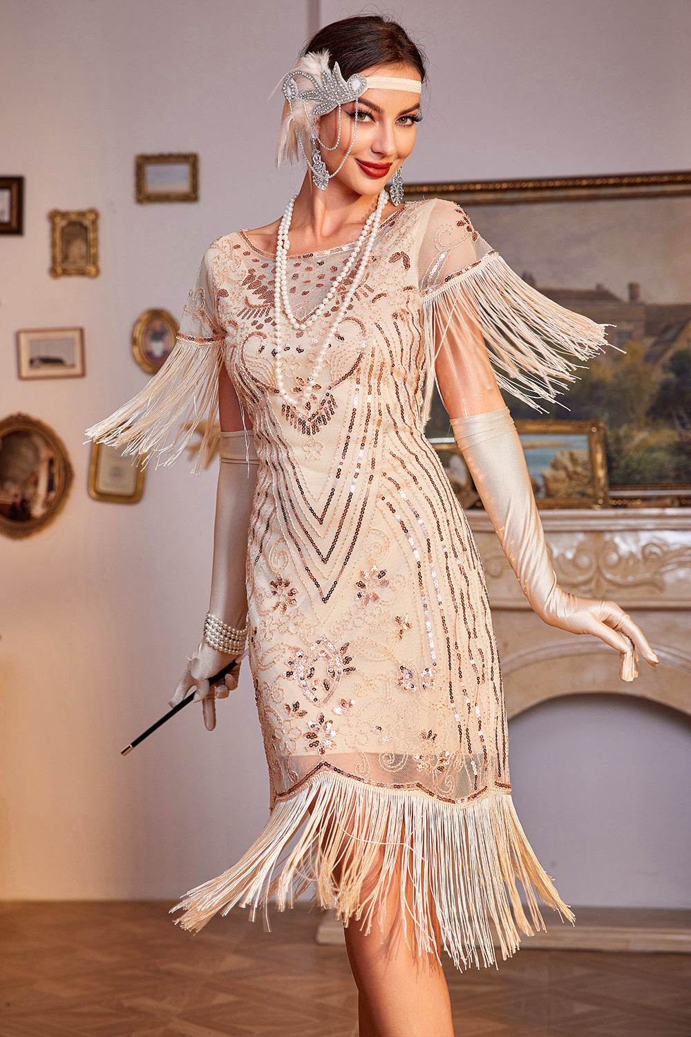 Gatsby Iridescent Fringe Dress Harlem Nights Dresses For Women