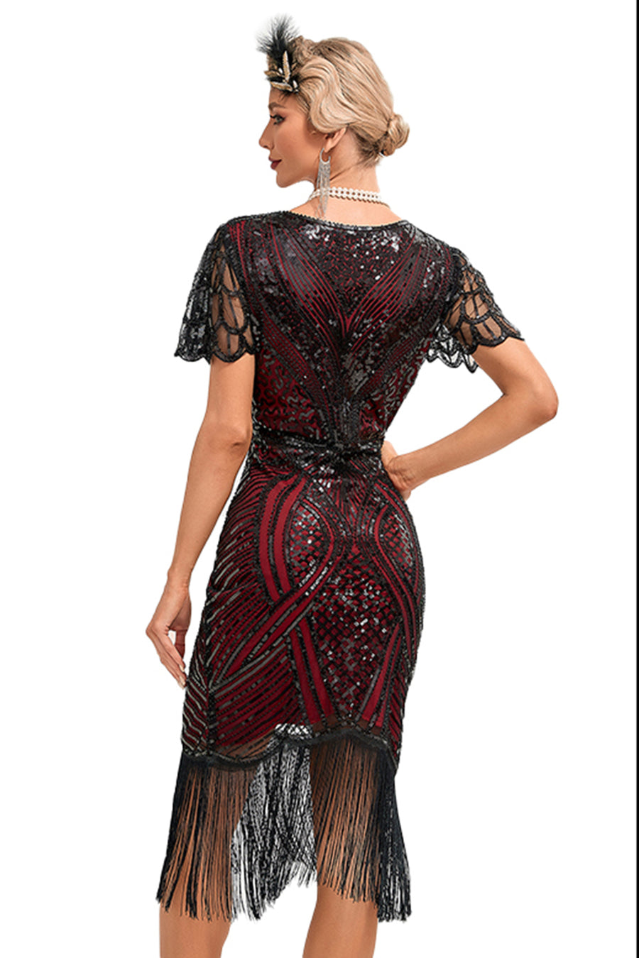 Chic Retro Style 1920s Dresses for Women tagged "color_Burgundy" ZAPAKA Chic Retro Style 1920s Dresses for Women tagged "color_Burgundy" ZAPAKA