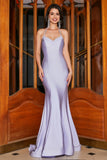 Halter Lilac Mermaid Spaghetti Straps Long Prom Dress with Accessory