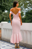 Pink Mermaid High Low Party Dress