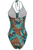 Green Leopard Printed Swimsuits