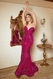 Mermaid Sweetheart Fuchsia Sequins Plus Size Prom Dress with Sweep Train