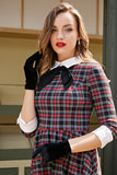 Vintage Plaid Midi Swing Dress