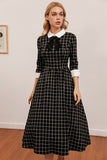 Vintage Plaid Midi Swing Dress