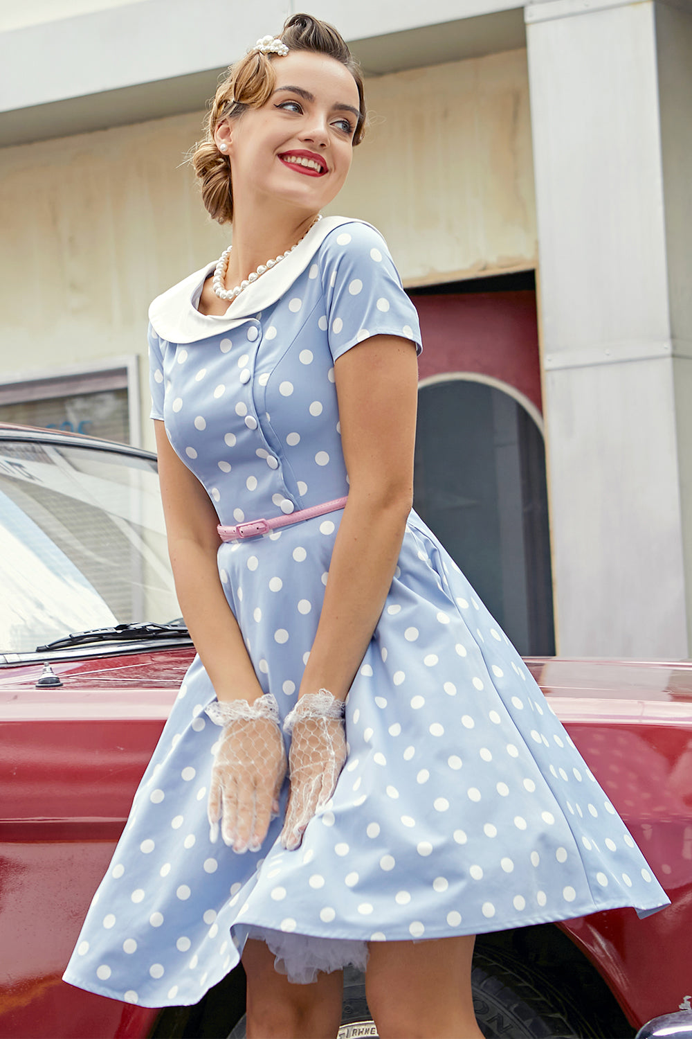 Peter Pans Collar Polka Dots 1950s Dress