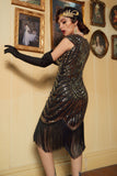 Red Gatsby Glitter Fringe 1920s Flapper Dress