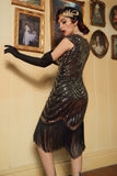 Golden Gatsby Glitter Fringe 1920s Flapper Dress