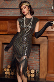 Golden Gatsby Glitter Fringe 1920s Flapper Dress