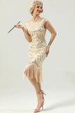 Gold Sequin Fringe Flapper 1920s Dress(Does not contain cape)
