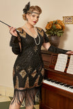 Golden Sequin Fringes Plus size 1920s Dress