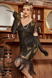 Black & Gold Sequins 1920s Flapper Dress