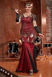 Burgundy Long 1920s Sequins Flapper Formal Dress