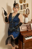 Sequin Royal Blue Plus Size 1920s Flapper Dress