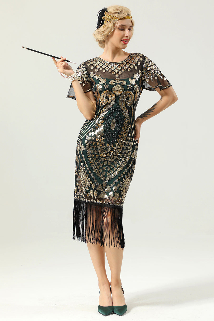 Chic Retro Style 1920s Dresses for Women tagged "color_Green" ZAPAKA Chic Retro Style 1920s Dresses for Women tagged "color_Green" ZAPAKA