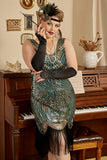 Plus Size 1920s Green Sequined Flapper Dresses