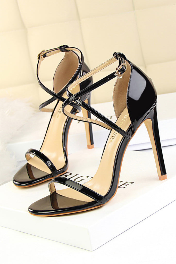 ZAPAKA Women Prom Shoes Black Stiletto Sandals