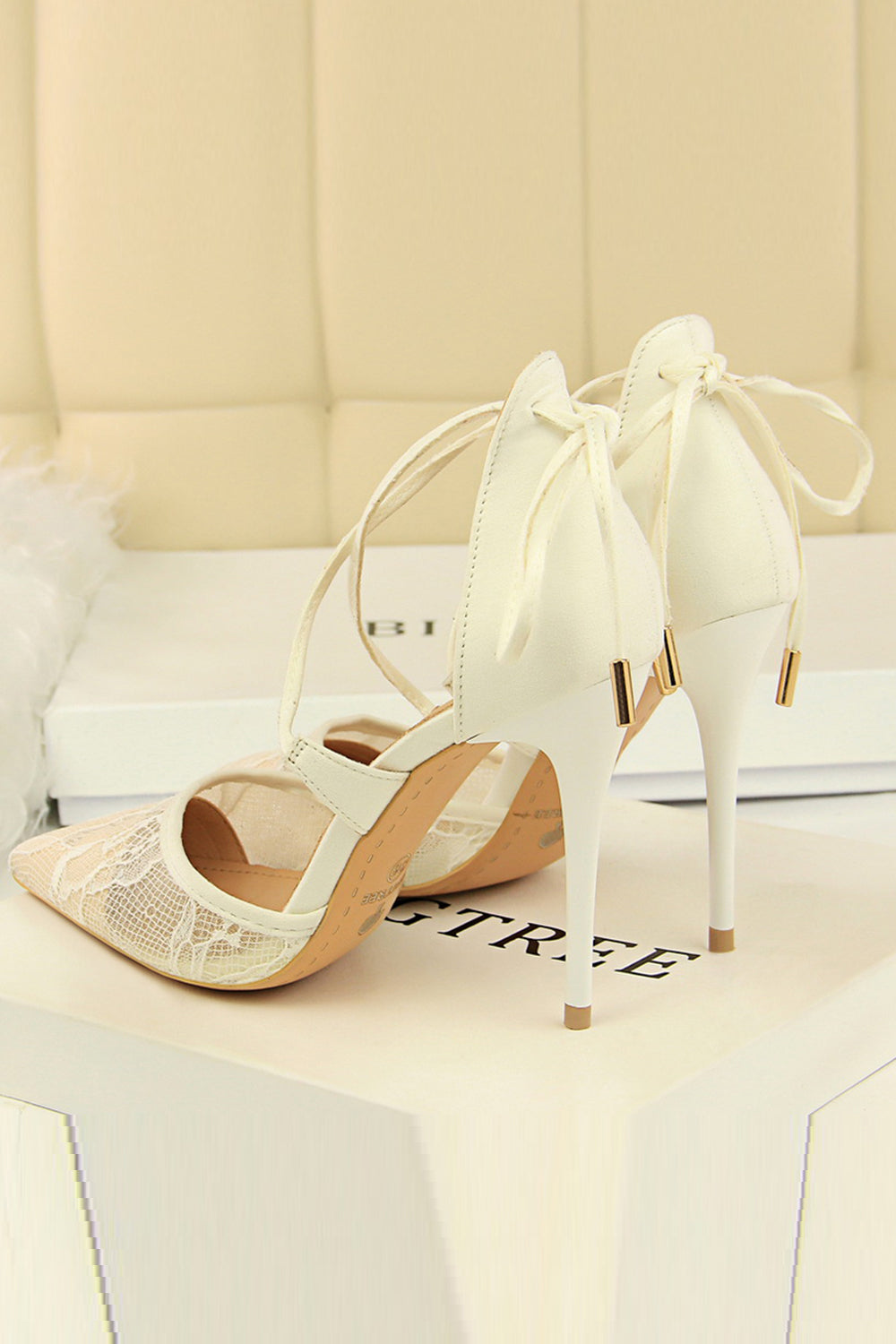 White Wedding Shoes Bride Female High Heels | Wedding Shoes Lace White  Bride - Women - Aliexpress